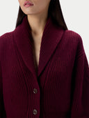 Kurze Kaschmir-Strickjacke mit Schalkragen