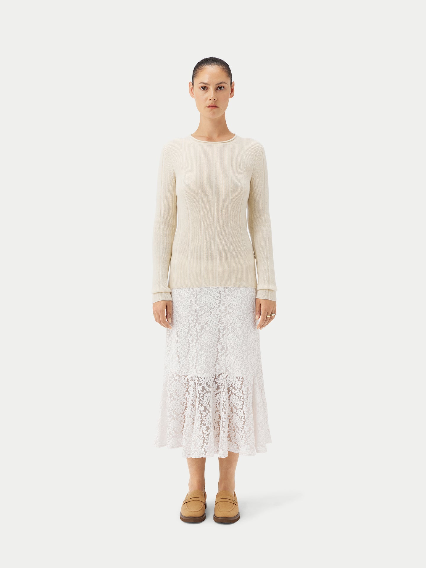 Kaschmir Pullover mit C-Ausschnitt