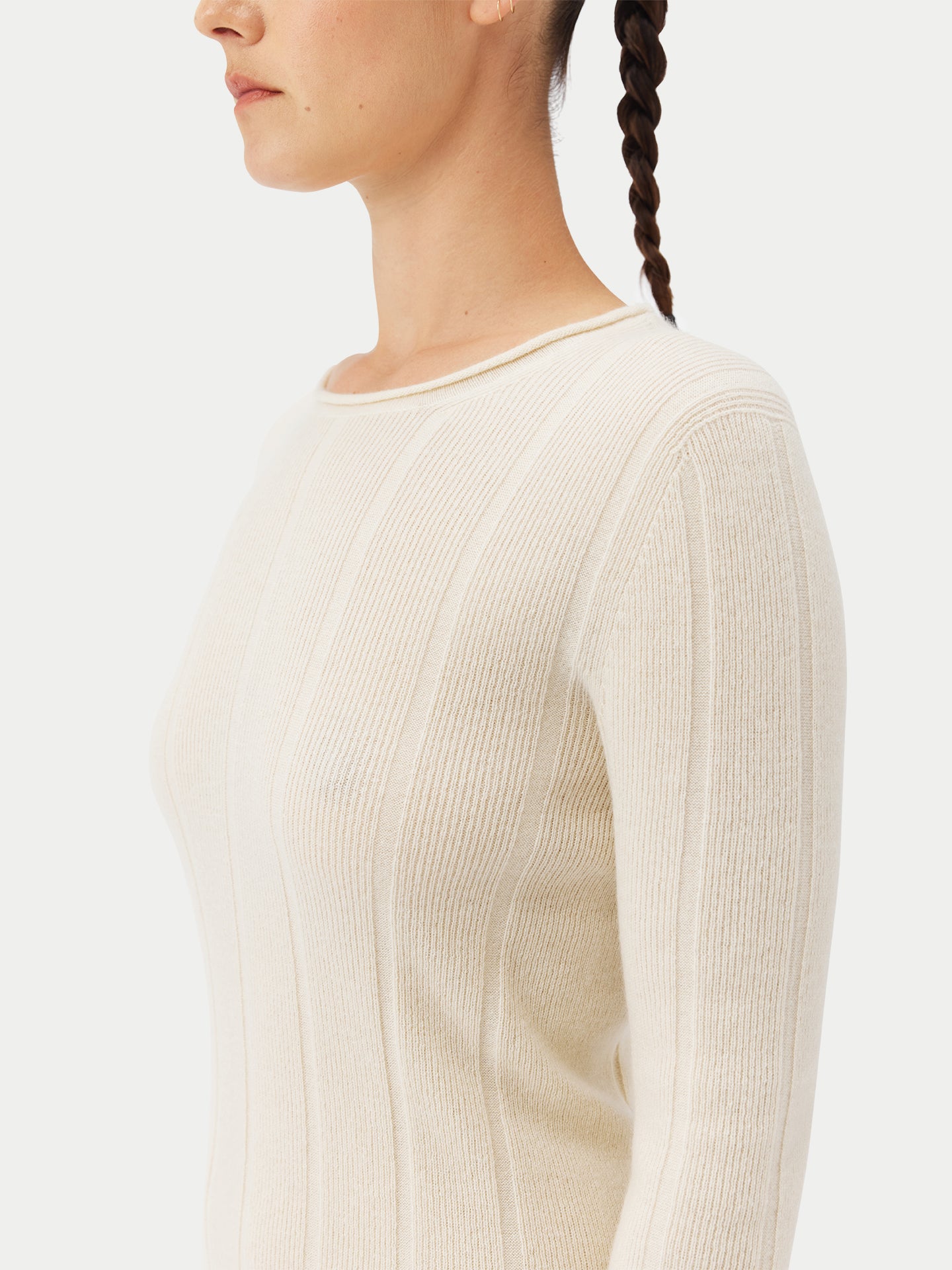 Kaschmir Pullover mit C-Ausschnitt