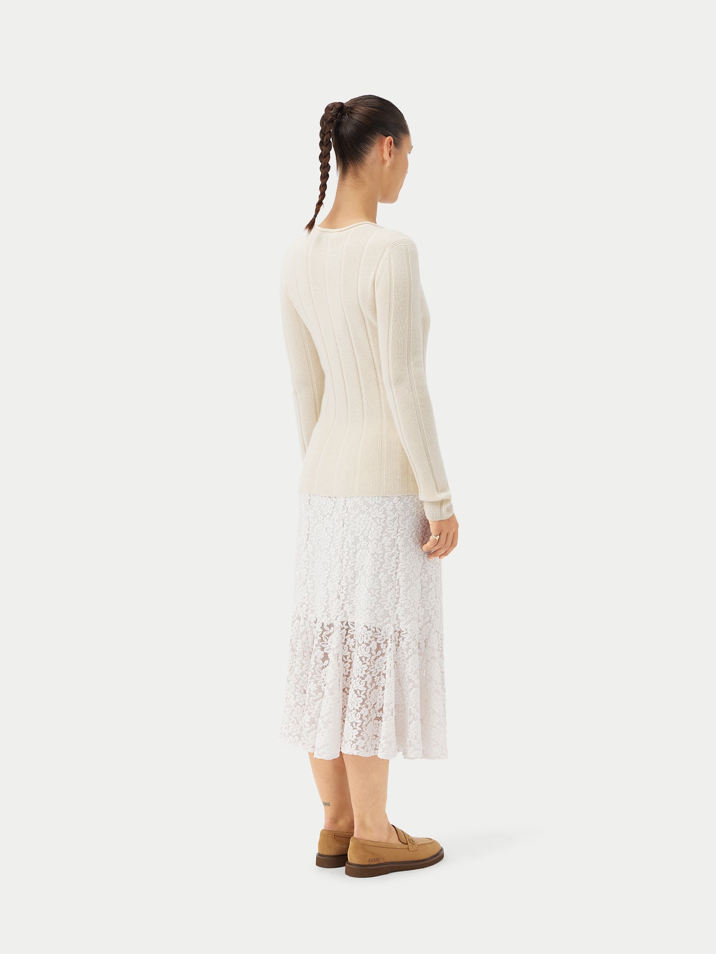 Kaschmir Pullover mit C-Ausschnitt