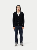 Herren V-Ausschnitt Kaschmirstrickjacke Schwarz | GOBI Cashmere