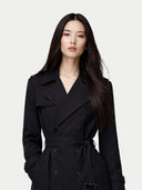 Damen Doppelreihiger Kaschmir Trenchcoat schwarz | GOBI DE