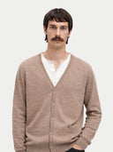 Naturfarbe V-Ausschnitt Kaschmir Strickjacke mit Knöpfen
