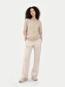 Basic R-Ausschnitt Kaschmirstrickjacke