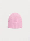 Gerippte nahtlose Kaschmir-Mütze in Light Pink, Seitenansicht