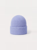 Gerippte nahtlose Kaschmir-Mütze in Classic Blue, Seitenansicht