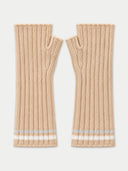 Fingerlose, gestreifte Kaschmirhandschuhe