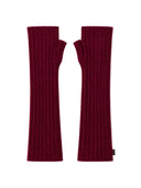 Langes Stulpenpaar in Wine Red, Vorderansicht mit durchgehendem Rippmuster