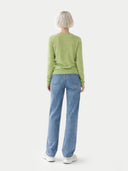 Damen Basic R-Ausschnitt Pullover Jade Limette | GOBI Cashmere #ai-image