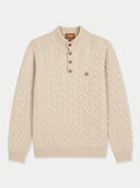 Kaschmir-Pullover mit Zopfmuster und Knopfleiste
