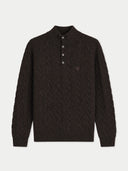 Kaschmir-Pullover mit Zopfmuster und Knopfleiste
