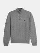 Kaschmir-Pullover mit Zopfmuster und Knopfleiste