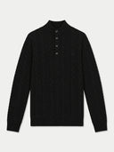 Kaschmir-Pullover mit Zopfmuster und Knopfleiste
