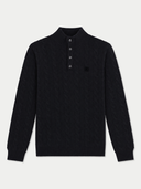 Kaschmir-Pullover mit Zopfmuster und Knopfleiste