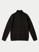 Kaschmir-Strickjacke mit Zopfmuster und hohem Kragen