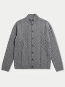 Kaschmir-Strickjacke mit Zopfmuster und Kragen-Gobi Cashmere