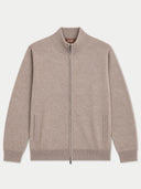 Kaschmir-Strickjacke mit Stehkragen und Reißverschluss