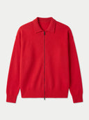 Kaschmir-Strickjacke mit spitzem Kragen und Reißverschluss