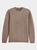 Kaschmir-Pullover mit Zopfmuster und Rundhalsausschnitt