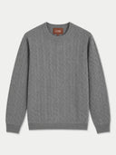 Kaschmir-Pullover mit Zopfmuster und Rundhalsausschnitt