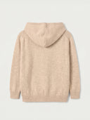 Unisex nahtlose Kapuzenjacke mit Reißverschluss in Beige, Rückansicht