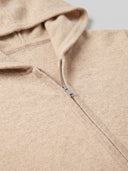Unisex nahtlose Kapuzenjacke mit Reißverschluss in Beige, Detailansicht