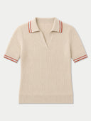 Kaschmir-Seiden-Polopullover im Rippstrick