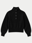 Kaschmirpullover mit Knopfleiste und Stehkragen