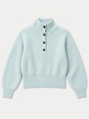 Kaschmirpullover mit Knopfleiste und Stehkragen