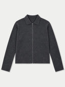 Kaschmir-Seide Strickjacke, kurz, mit Reißverschluss