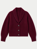 Kurze Kaschmir-Strickjacke mit Schalkragen