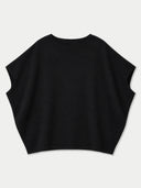 Ärmelloses Kaschmir Top für Damen in Schwarz, Vorderansicht als Flatlay mit rundem Ausschnitt