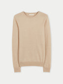 Damen Kaschmir Basic R-Ausschnitt Pullover Beige - Gobi Cashmere