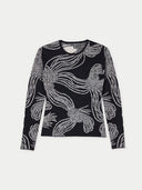 Kaschmir-Seiden-Pullover mit Seilknoten-Print Schwarz - Gobi Cashmere