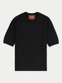 Kaschmir-Pullover mit kurzen Ärmeln und Zopfmuster