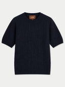 Kaschmir-Pullover mit kurzen Ärmeln und Zopfmuster