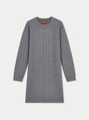 Langer Kaschmir-Pullover mit Zopfmuster
