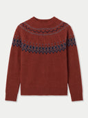 Kaschmirpullover mit nordischem Jacquardmuster und Rundhalsausschnitt