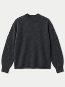 Kaschmirpullover mit Zopf-Raglanärmeln und Rundhalsausschnitt