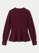Kaschmirpullover mit ausgestelltem Saum und Rundhalsausschnitt