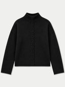 Kaschmirpullover mit Zopfgeflecht und Stehkragen