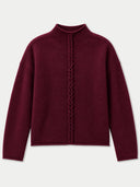 Kaschmirpullover mit Zopfgeflecht und Stehkragen