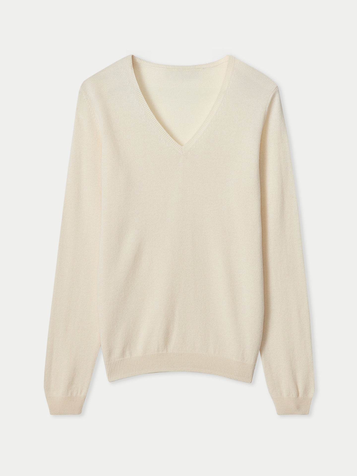 Basic V-Ausschnitt Kaschmirpullover