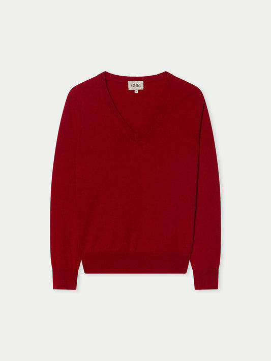 Damen Kaschmirpullover mit V-Ausschnitt