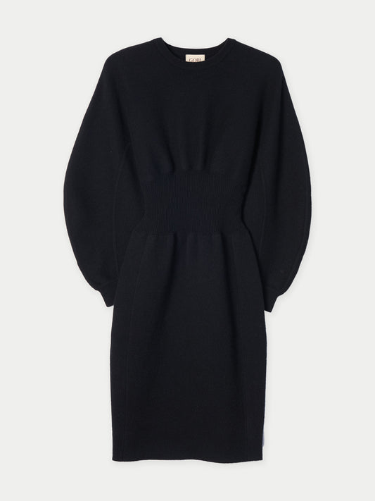 Kaschmir-Kleid mit skulpturaler Silhouette Schwarz - Gobi Cashmere