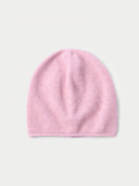 Leichte Kaschmir Mütze in Light Pink mit gerolltem Rand, Vorderansicht als Flat Lay