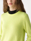 Damen Basic R-Ausschnitt Pullover Sunny Lime | GOBI Cashmere