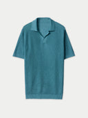 Poloshirt mit offenem Kragen aus Kaschmir-Seide Mineral Green - Gobi Cashmere