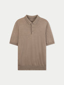 Herren Klassisches Polo-Shirt mit kurzen Ärmeln Taupe - Gobi Cashmere