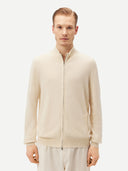 Herren Stehkragen Strickjacke Off White | GOBI Cashmere
